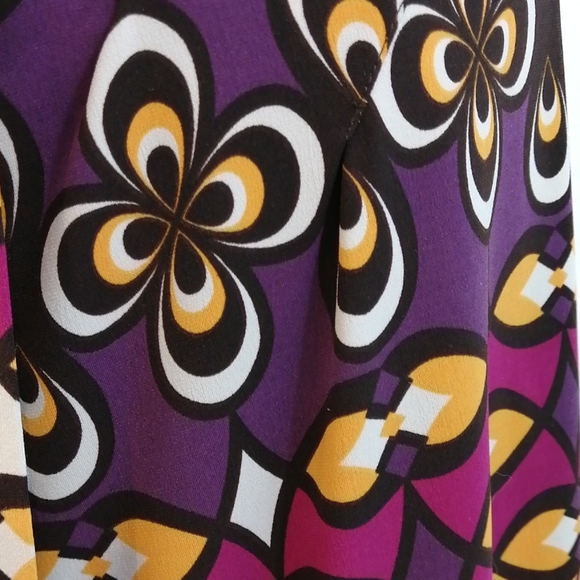 Bisou Bisou WRAP DRESS size 6 Michele Bohbot Stretch Knit Abstract Geom… - Picture 6 of 12